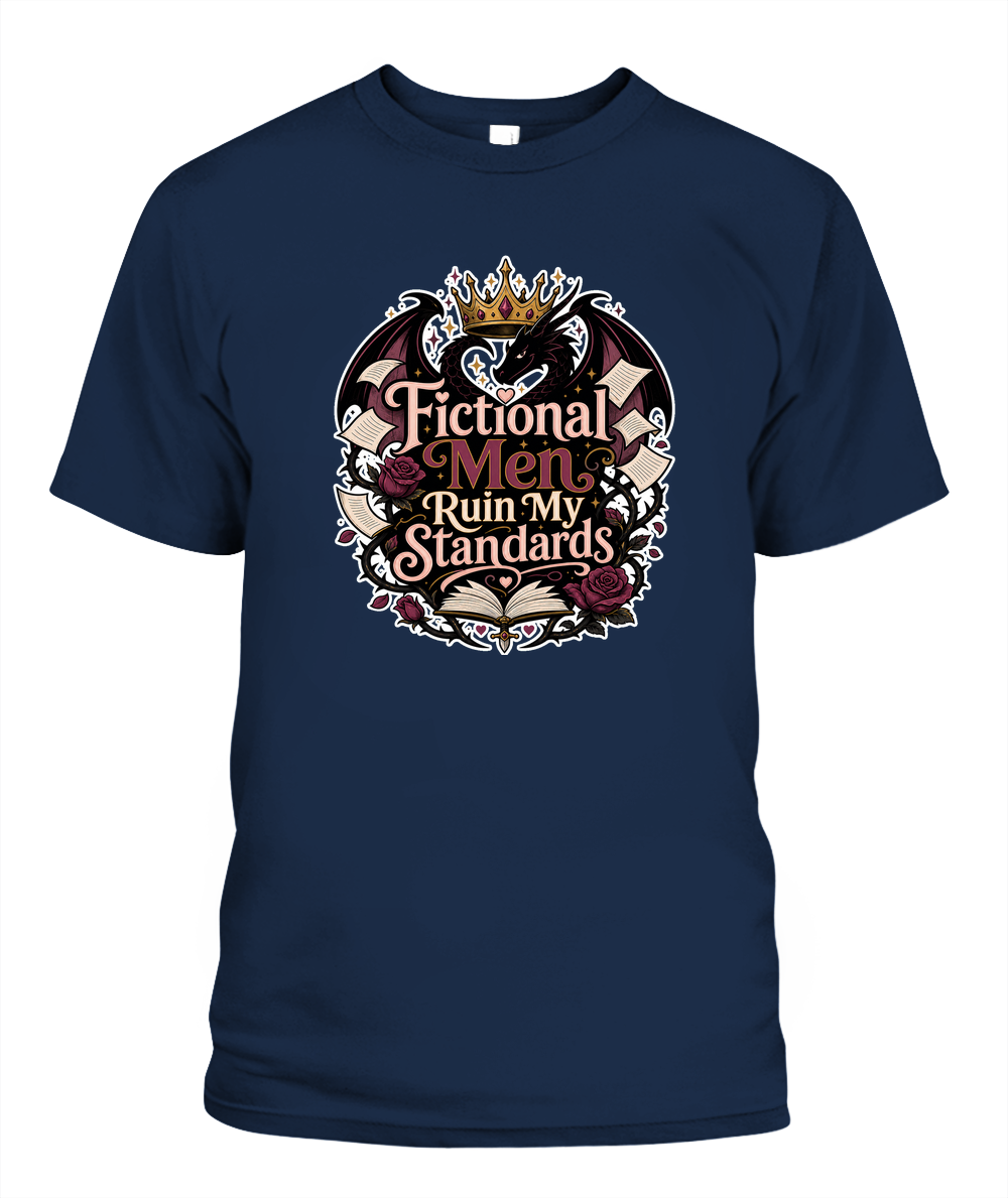 Fictional Men Ruin my Standards Book Lover T-Shirt | Reading Gift