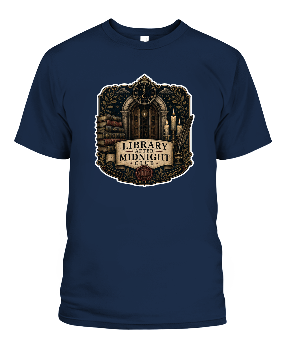 Library After Midnight Club Book Lover T-Shirt | Reading Gift