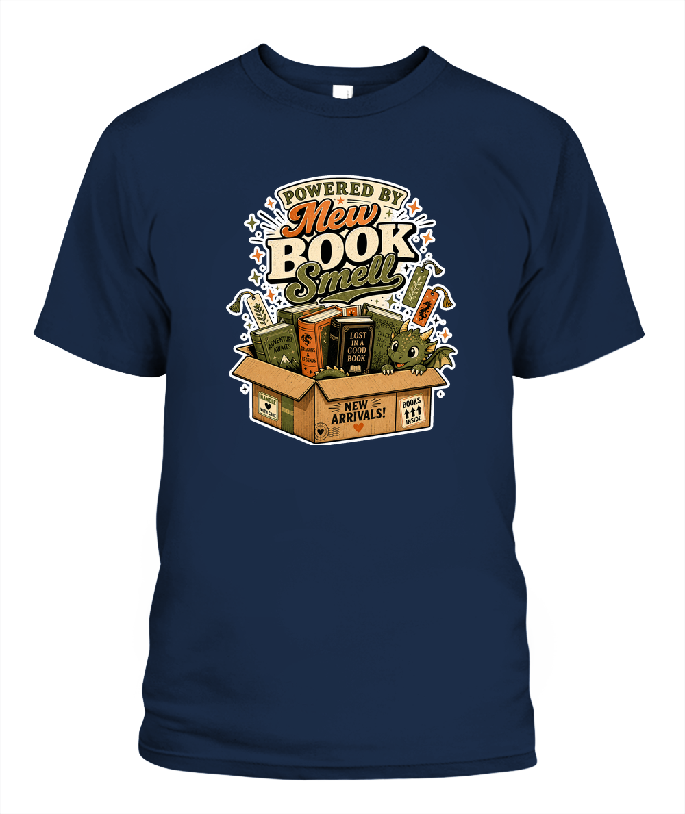 Powered by New Book Smell Book Lover T-Shirt | Reading Gift