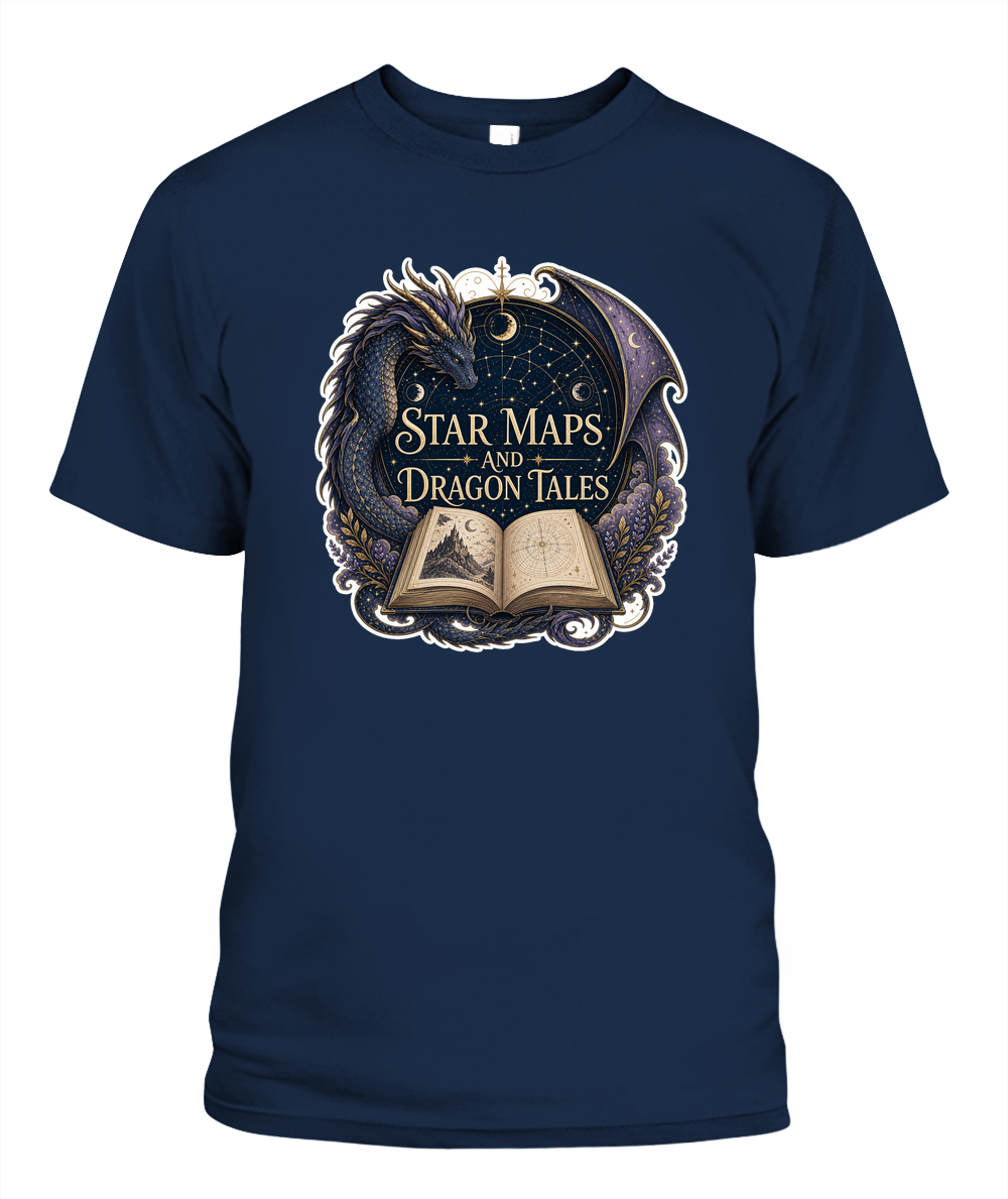 Star Maps and Dragon Tales Book Lover T-Shirt | Reading Gift