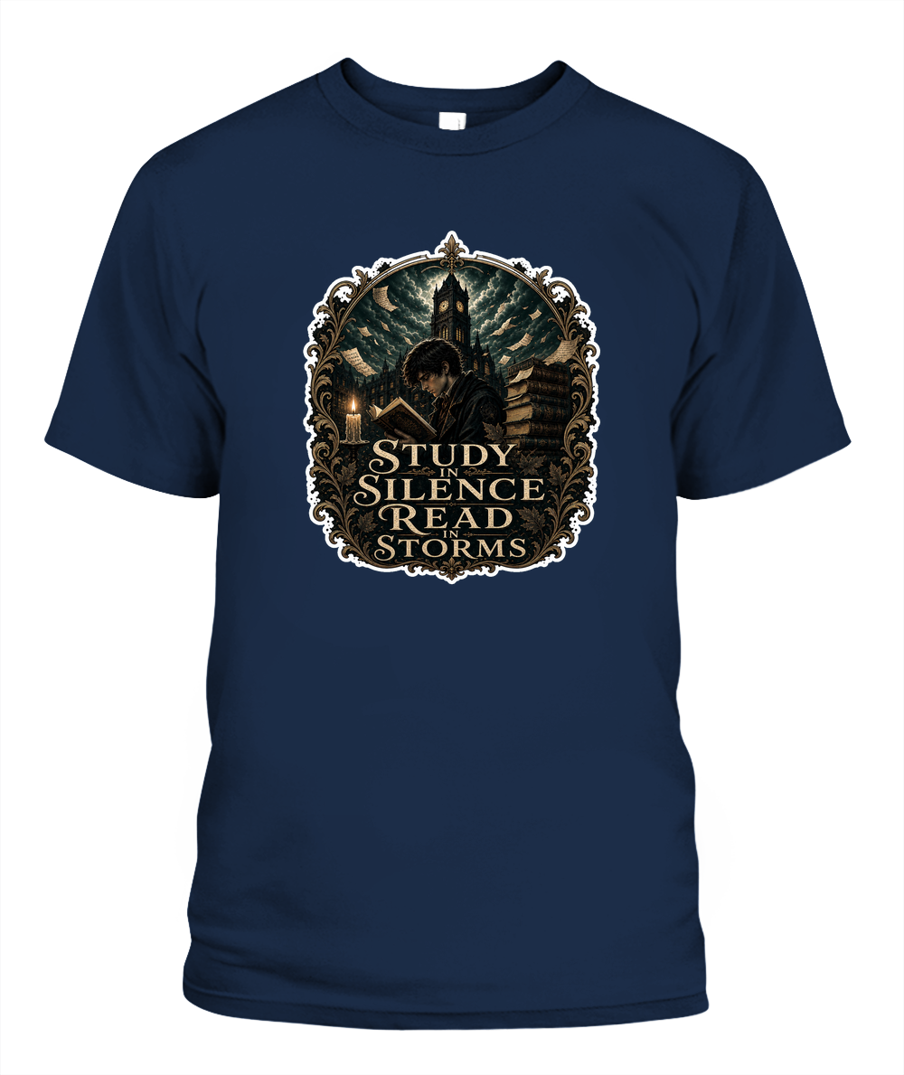 Study in Silence Read in Storms Book Lover T-Shirt | Reading Gift