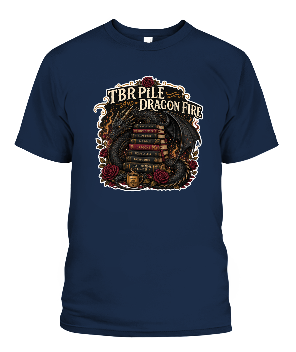 Tbr Pile and Dragon Fire Book Lover T-Shirt | Reading Gift
