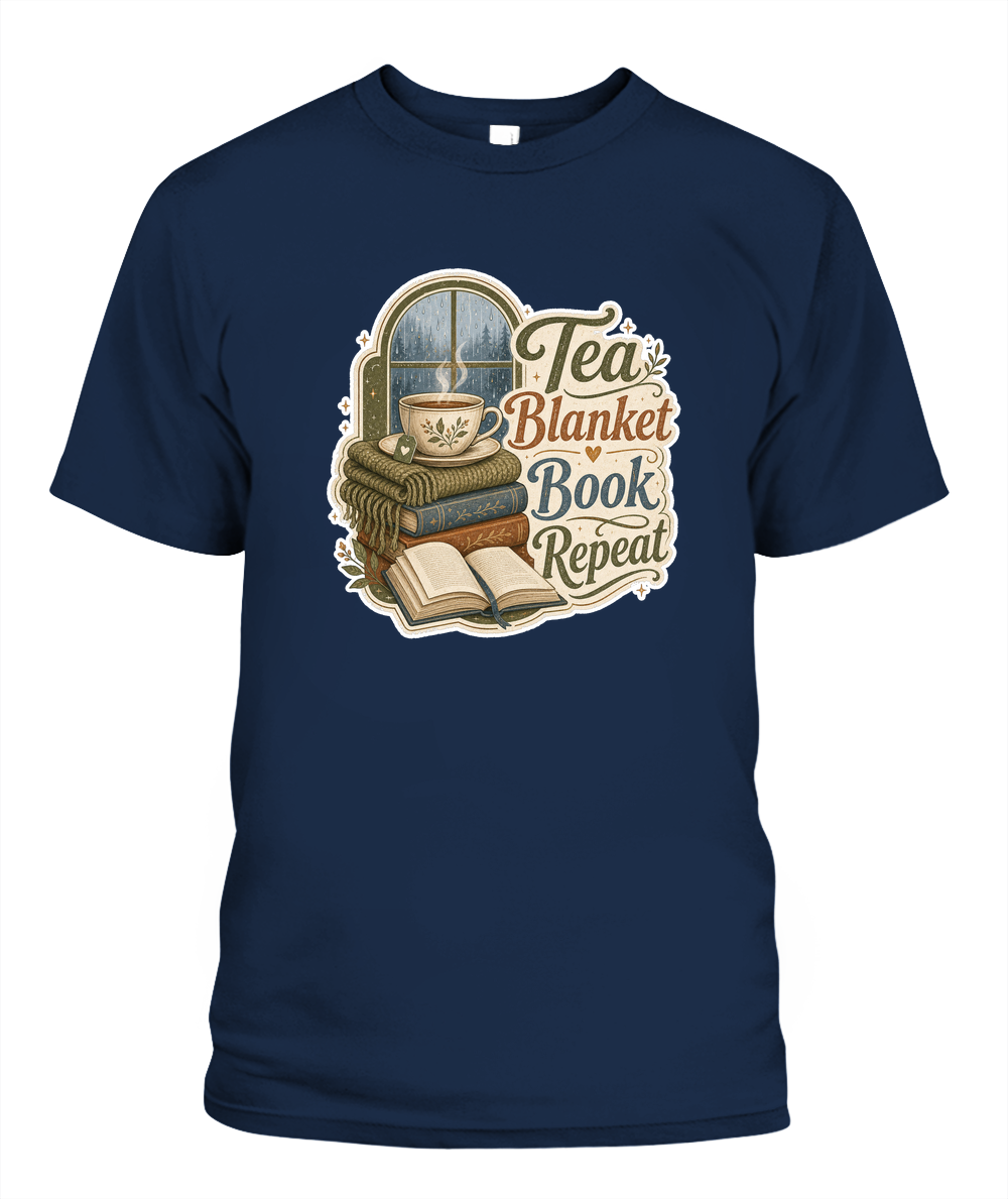 Tea Blanket Book Repeat Book Lover T-Shirt | Reading Gift