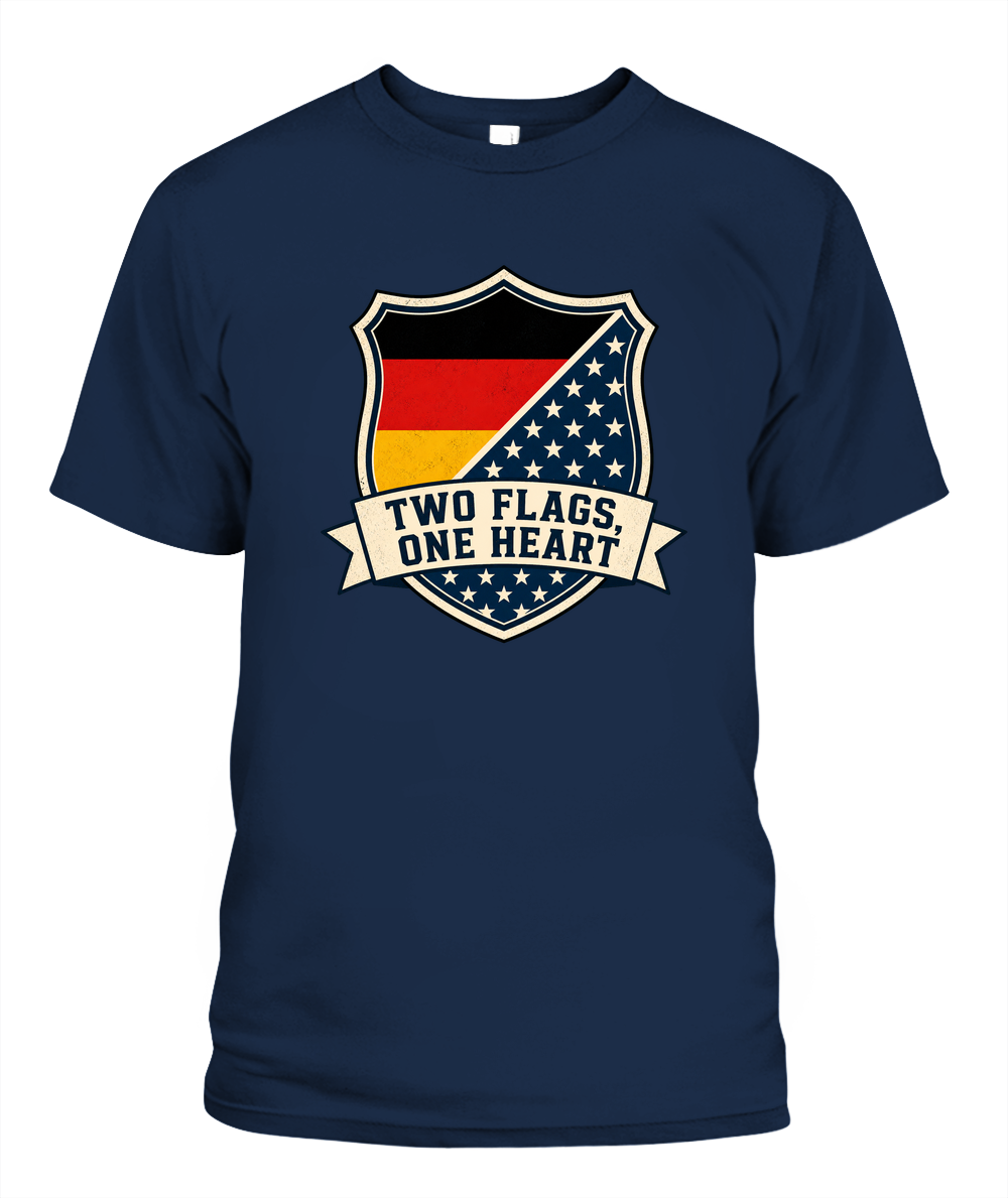 Two Flags, One Heart — T-Shirt in Navy