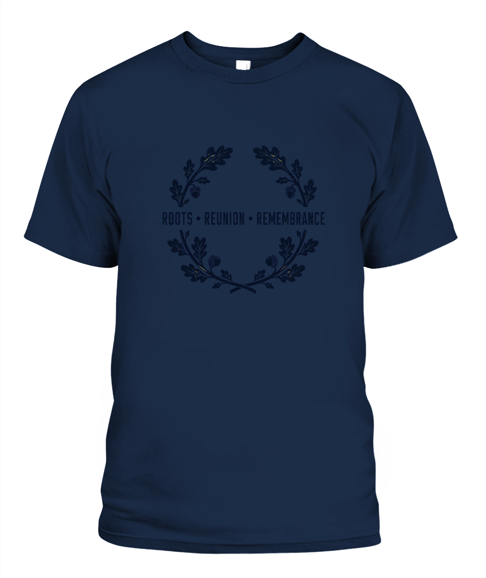 Roots, Reunion, Remembrance — T-Shirt in Navy