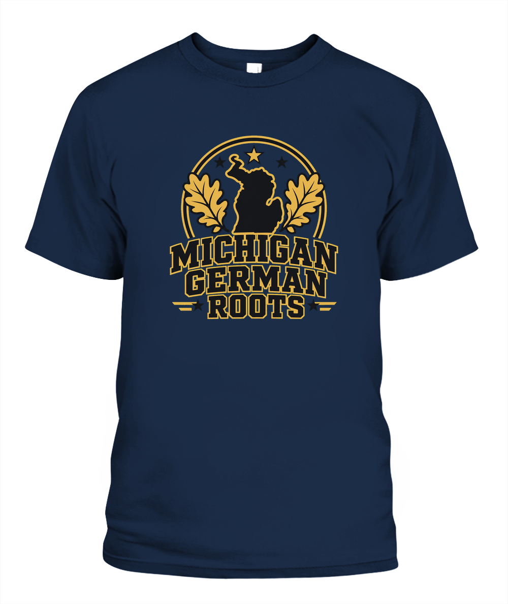 Michigan German Roots — T-Shirt in Navy