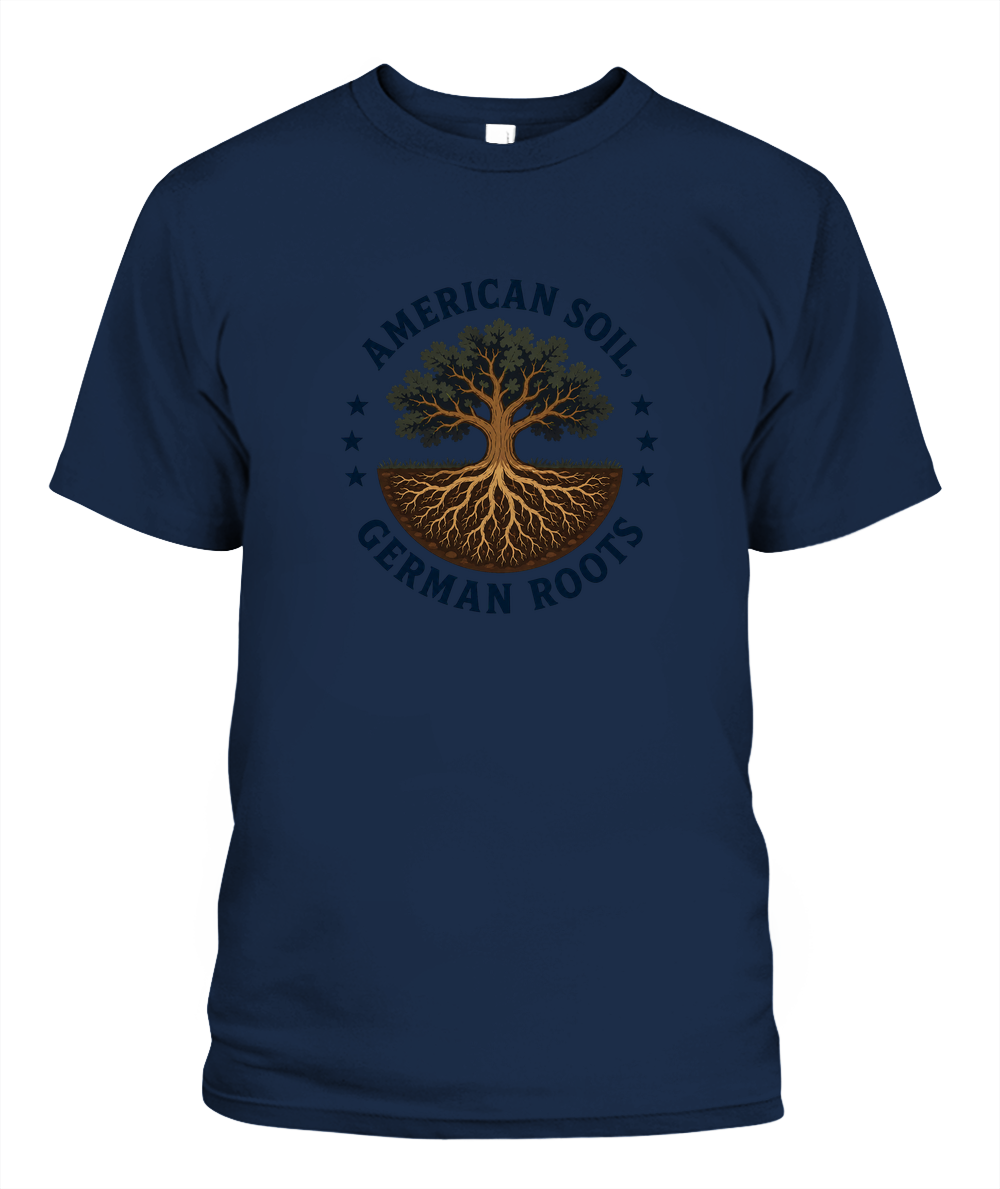 American Soil, German Roots — T-Shirt in Navy