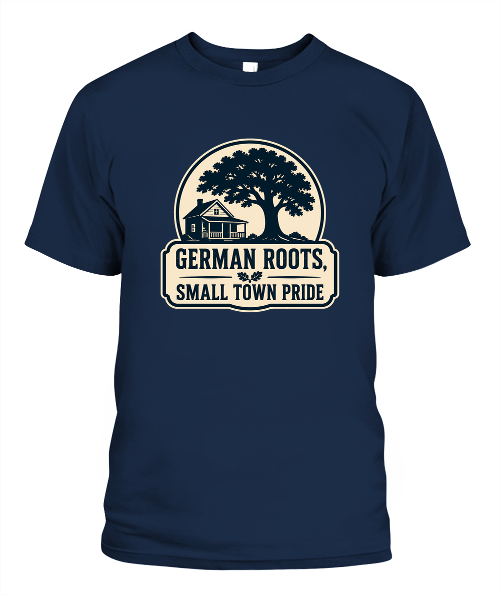 German Roots, Small Town Pride — T-Shirt in Navy