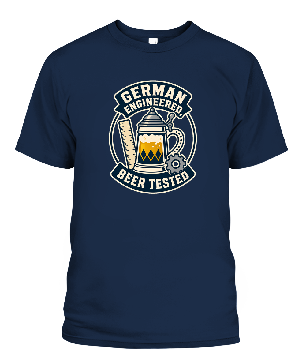 German Engineered, Beer Tested — T-Shirt in Navy