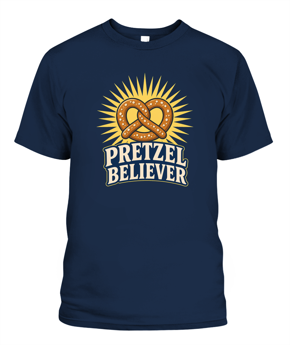 Pretzel Believer — T-Shirt in Navy