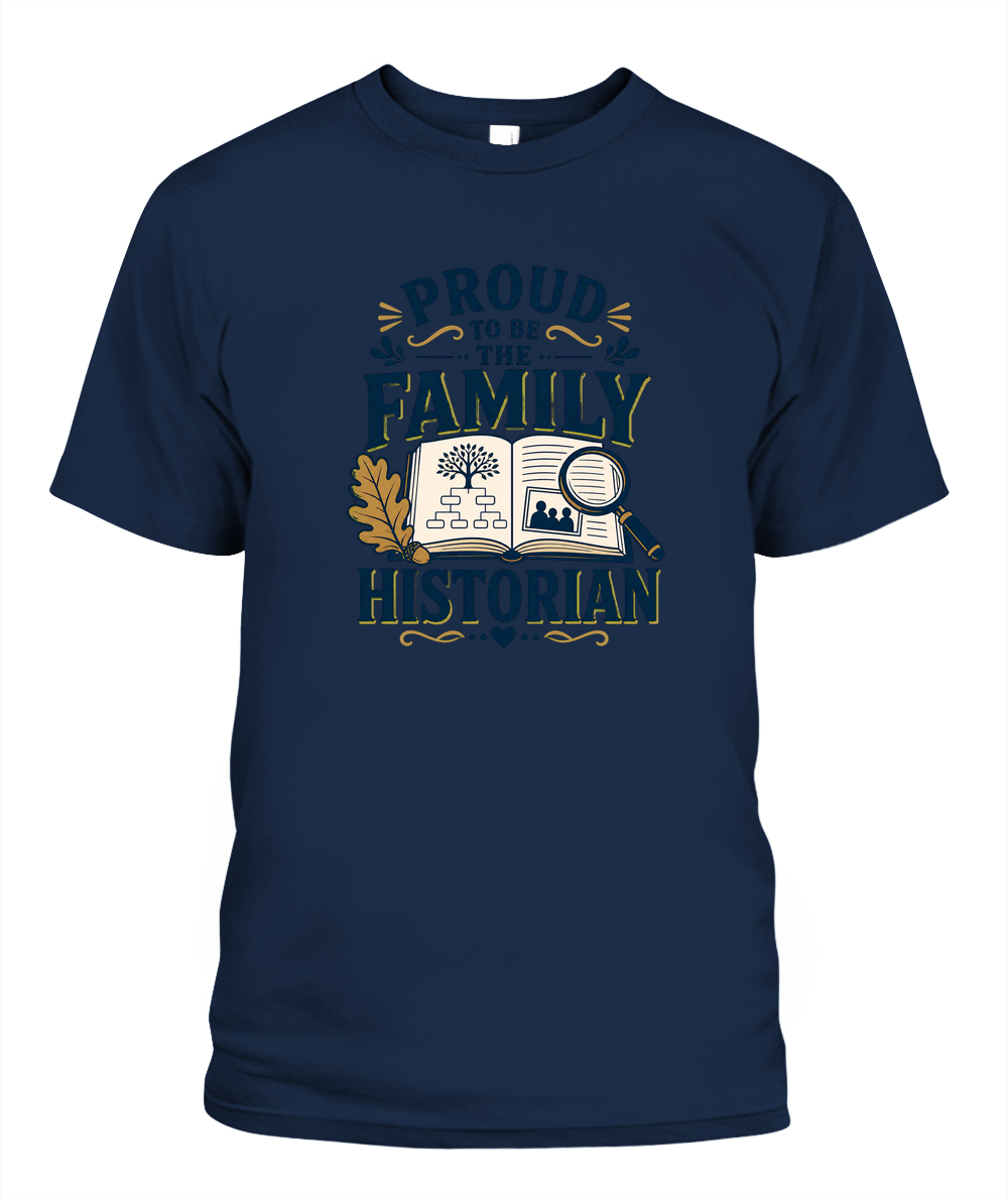 Proud To Be The Family Historian — T-Shirt in Navy