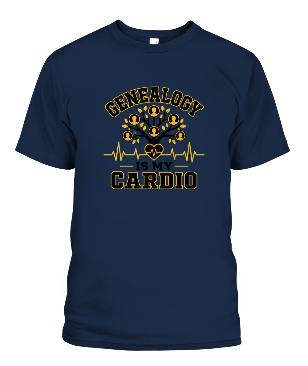 Genealogy Is My Cardio — T-Shirt in Navy