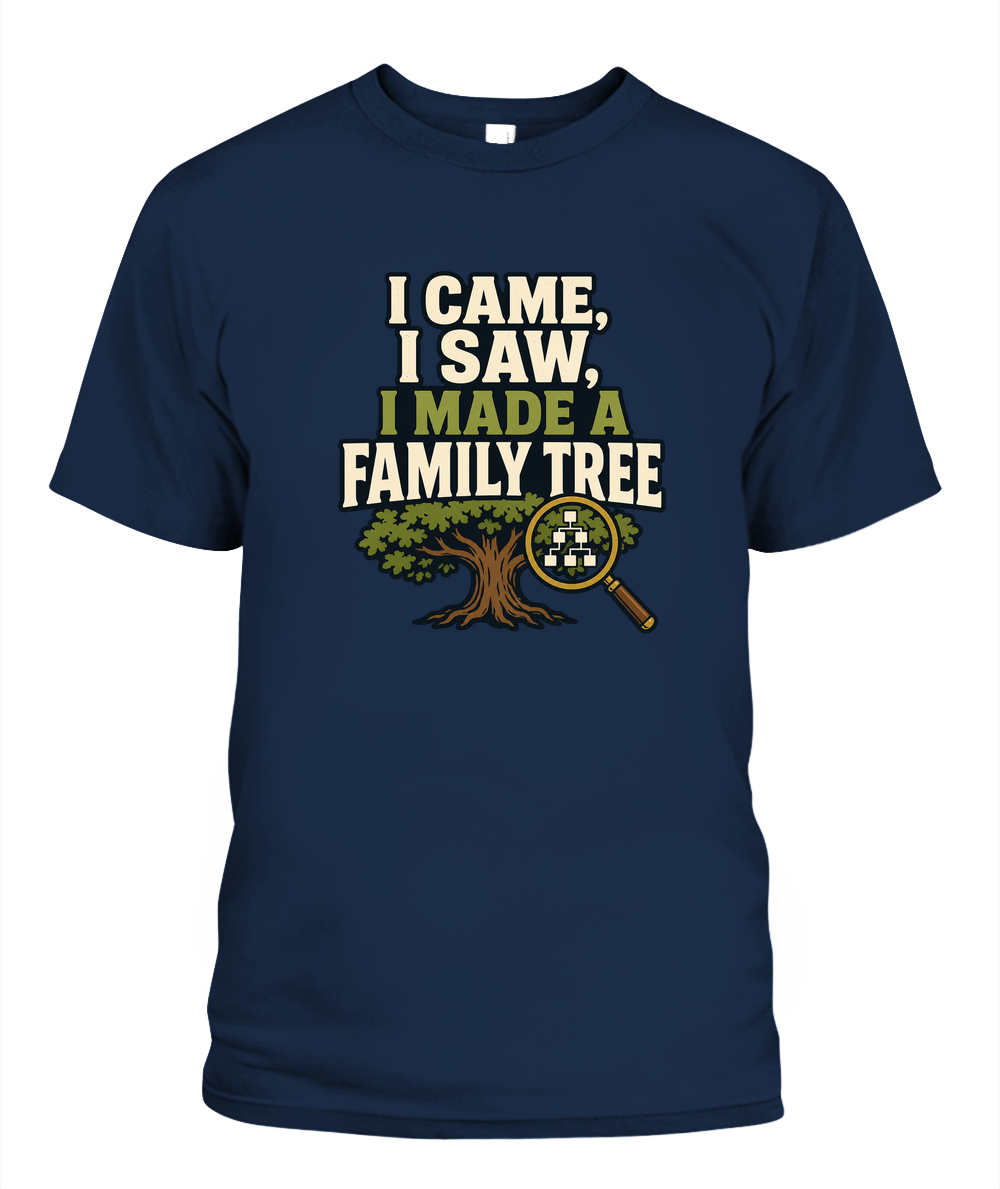 I Came, I Saw, I Made A Family Tree — T-Shirt in Navy