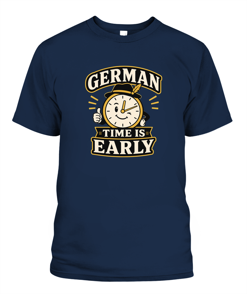 German Time Is Early — T-Shirt in Navy