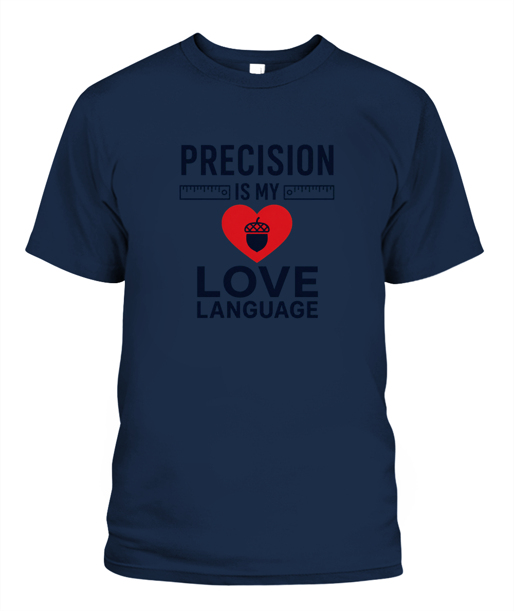 Precision Is My Love Language — T-Shirt in Navy
