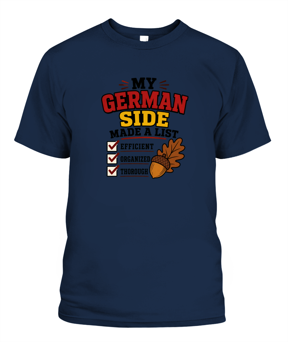 My German Side Made A List — T-Shirt in Navy
