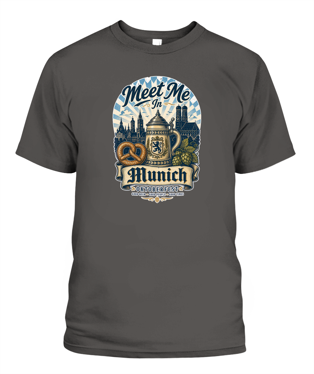 Meet Me In Munich Oktoberfest T-Shirt in Pepper