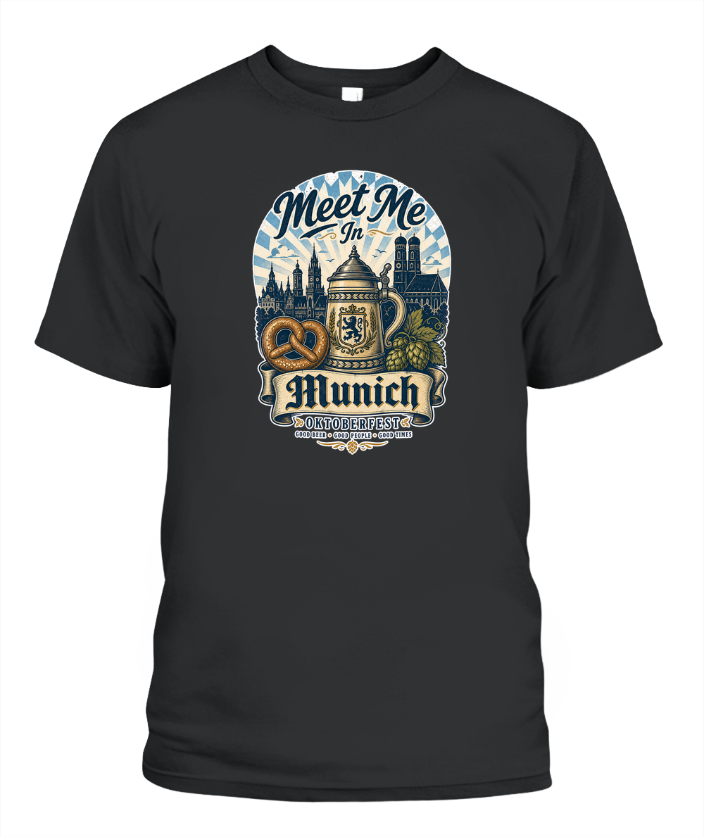 Meet Me In Munich Oktoberfest T-Shirt in Black