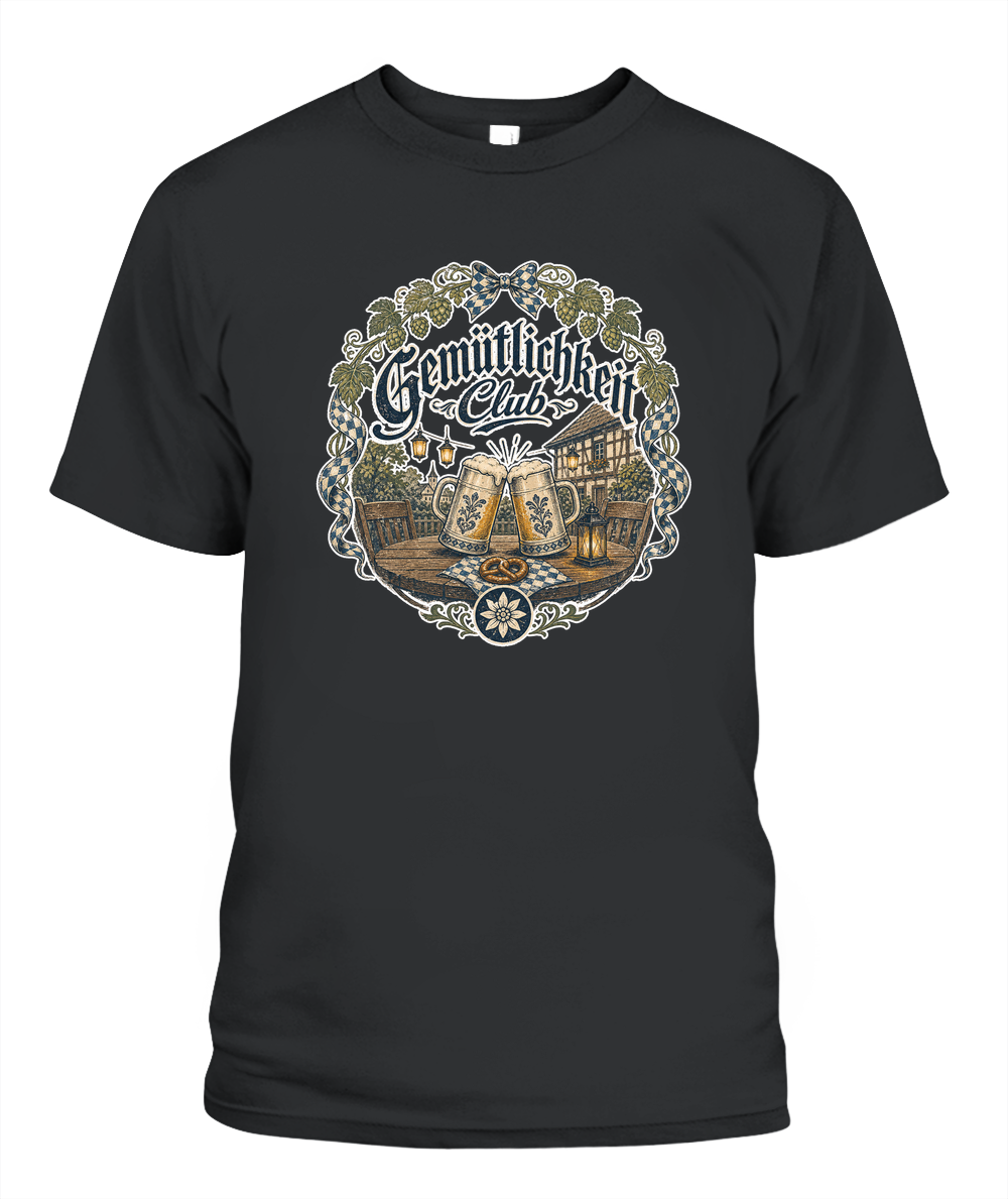 Gemütlichkeit Club Oktoberfest T-Shirt in Black