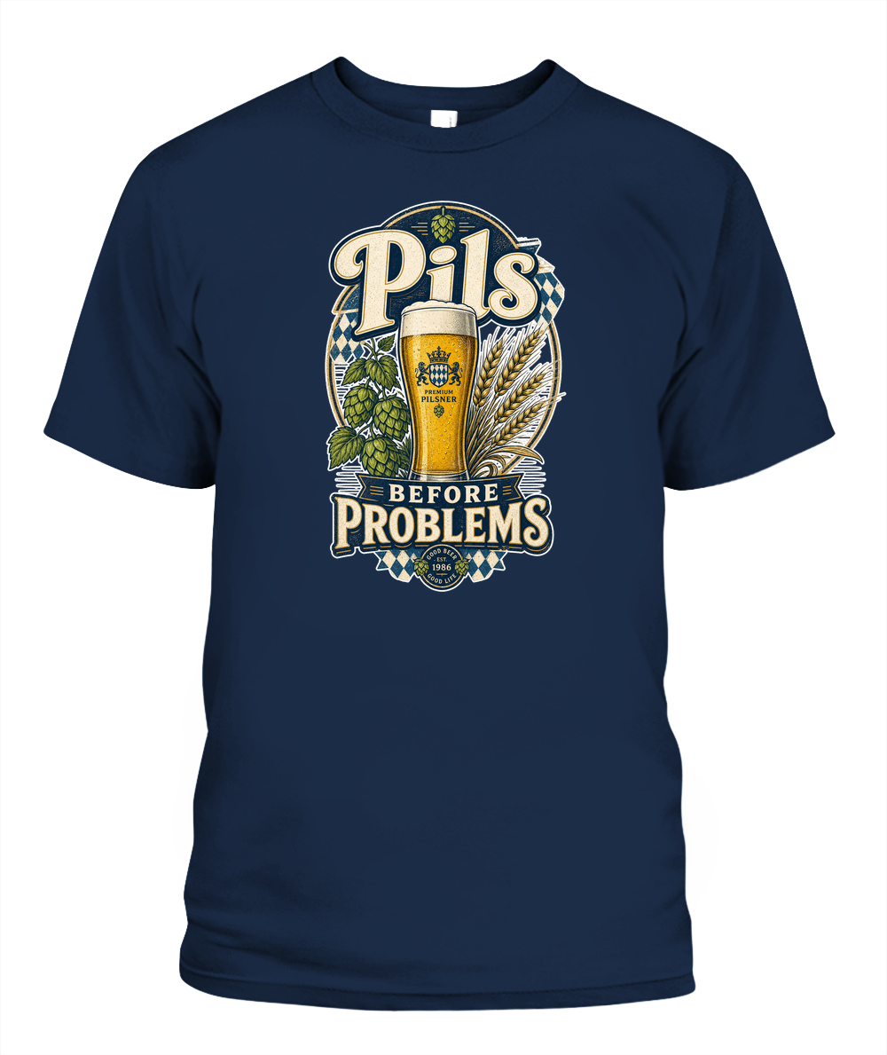 Pils Before Problems Oktoberfest T-Shirt in Navy
