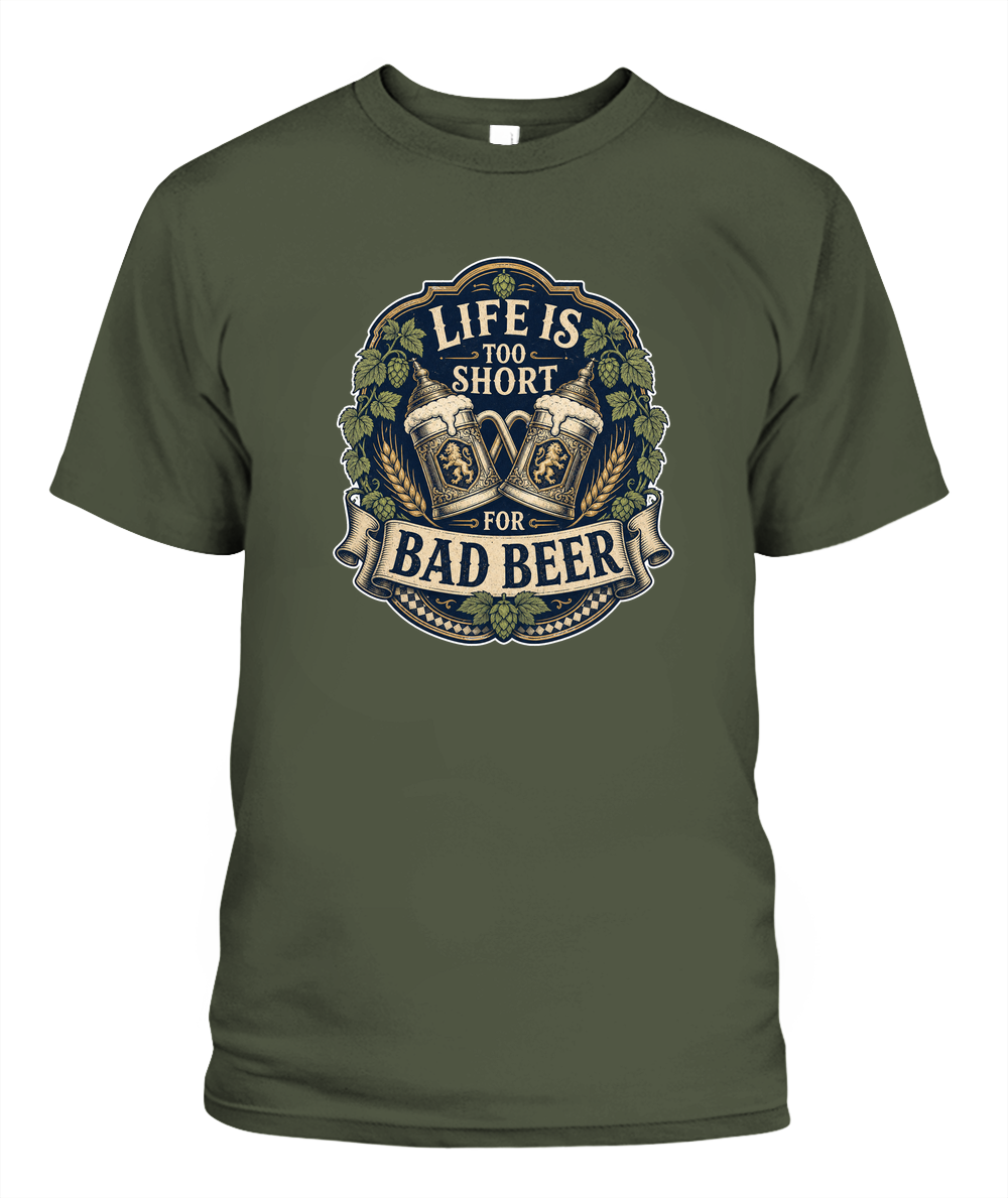 Life Is Too Short For Bad Beer Oktoberfest T-Shirt in Hemp