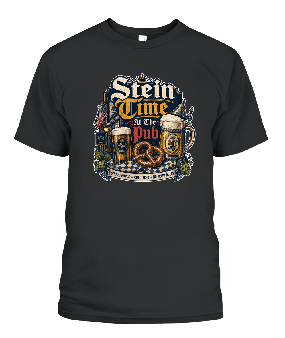 Stein Time At The Pub Oktoberfest T-Shirt in Black