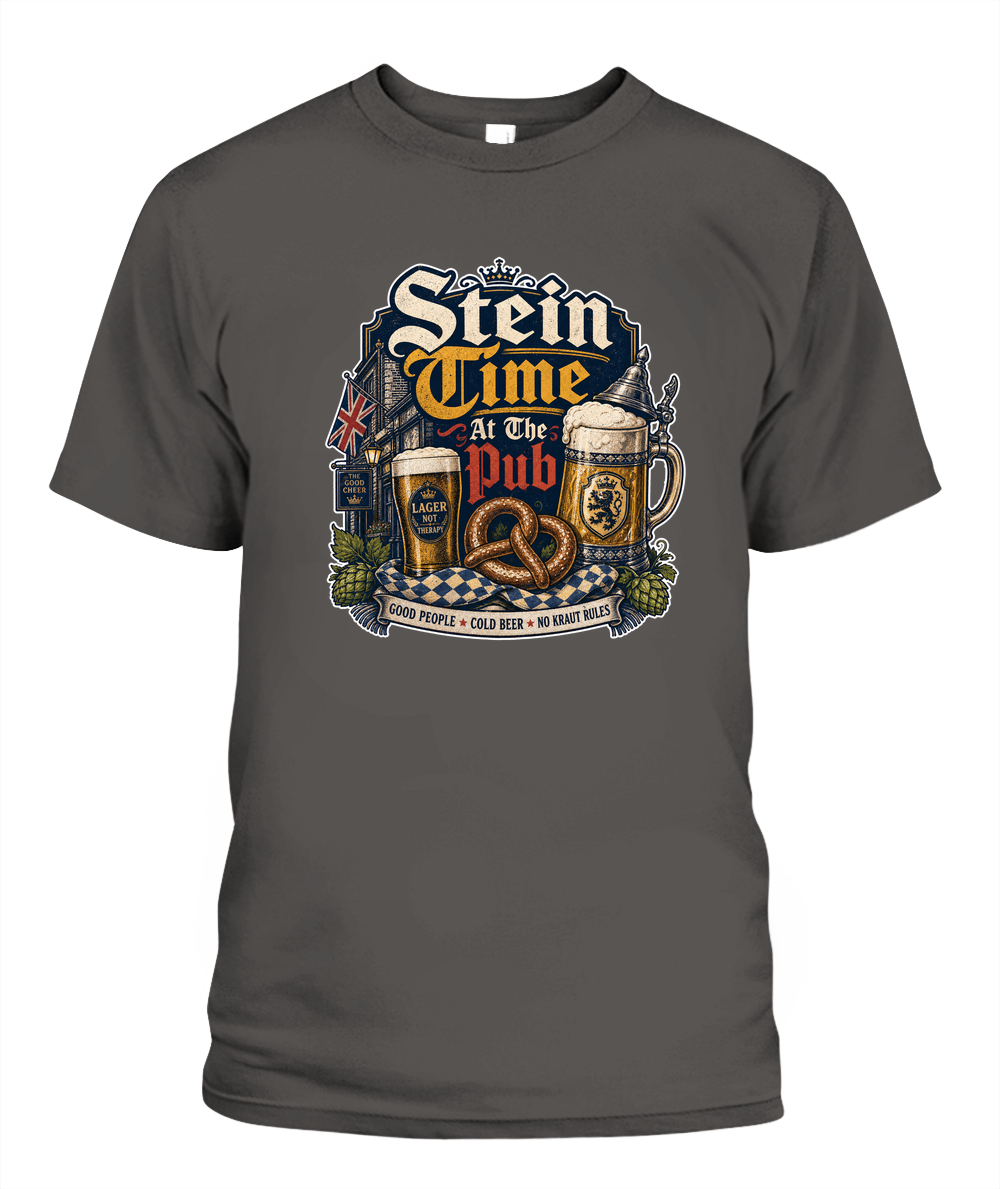Stein Time At The Pub Oktoberfest T-Shirt in Pepper