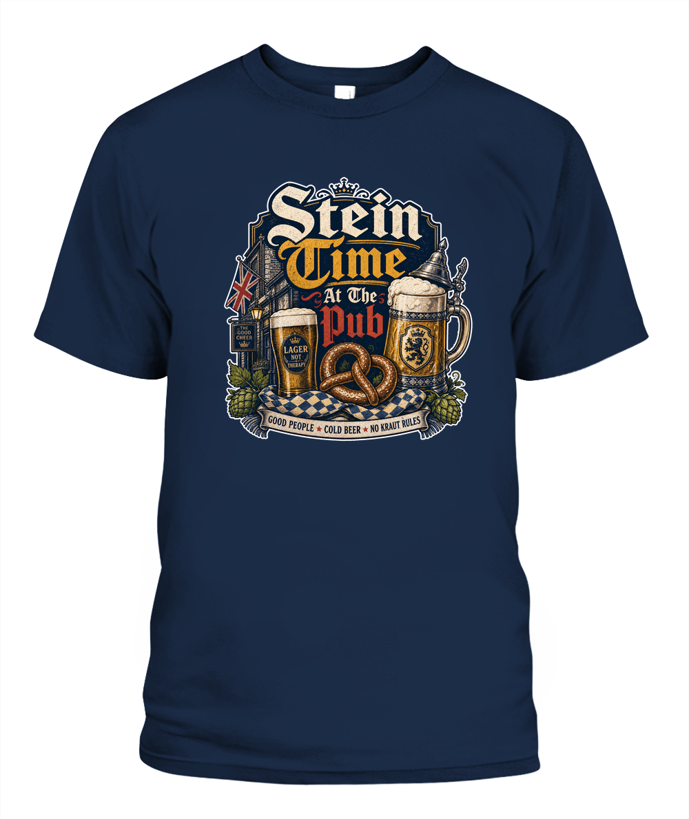 Stein Time At The Pub Oktoberfest T-Shirt in Navy