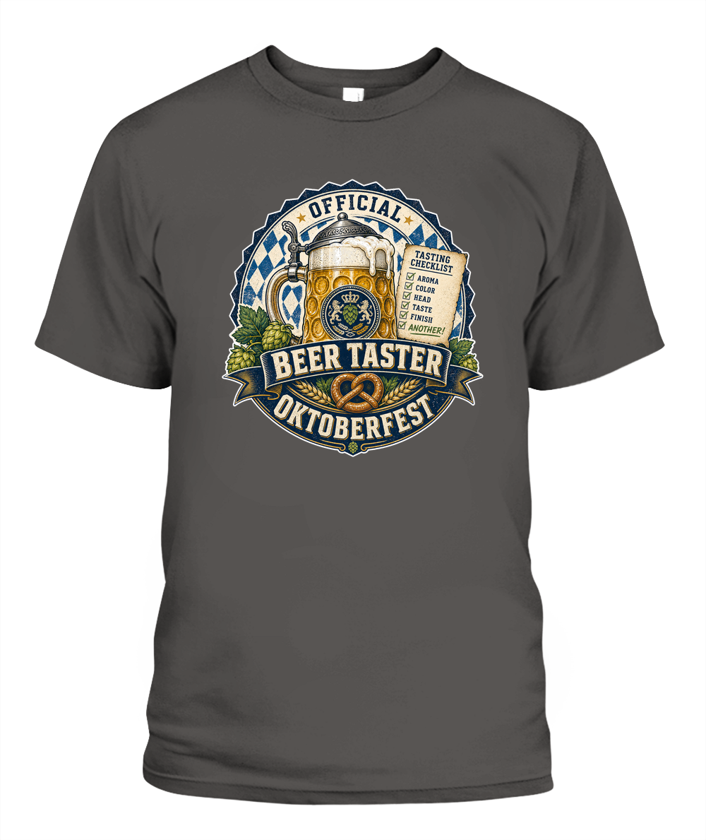 Official Beer Taster Oktoberfest T-Shirt in Pepper