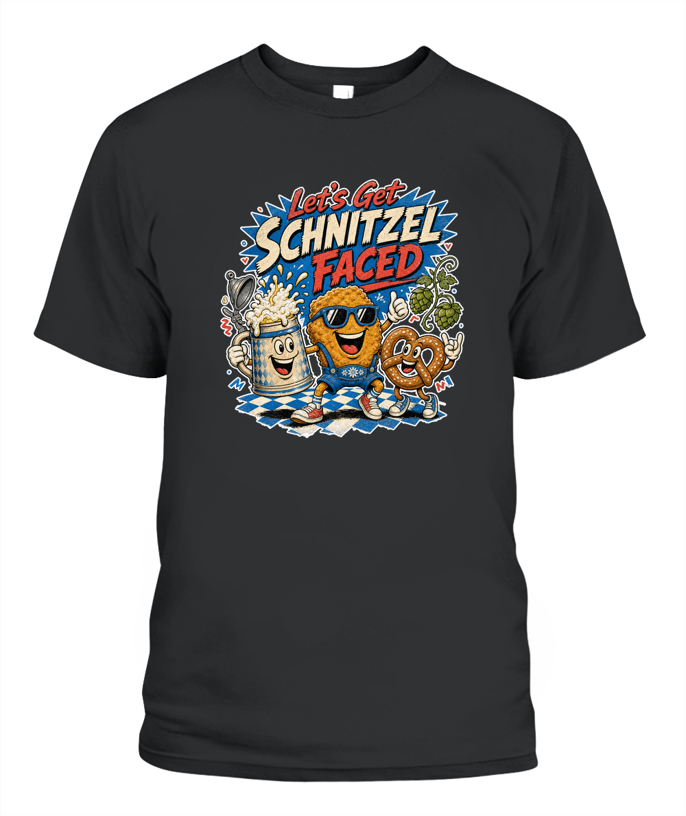 Let's Get Schnitzel Faced Oktoberfest T-Shirt in Black