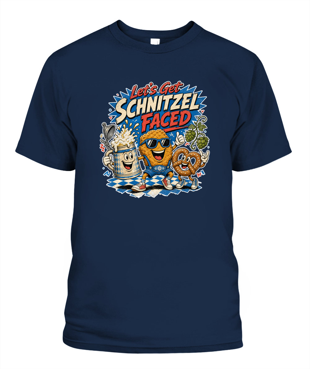 Let's Get Schnitzel Faced Oktoberfest T-Shirt in Navy