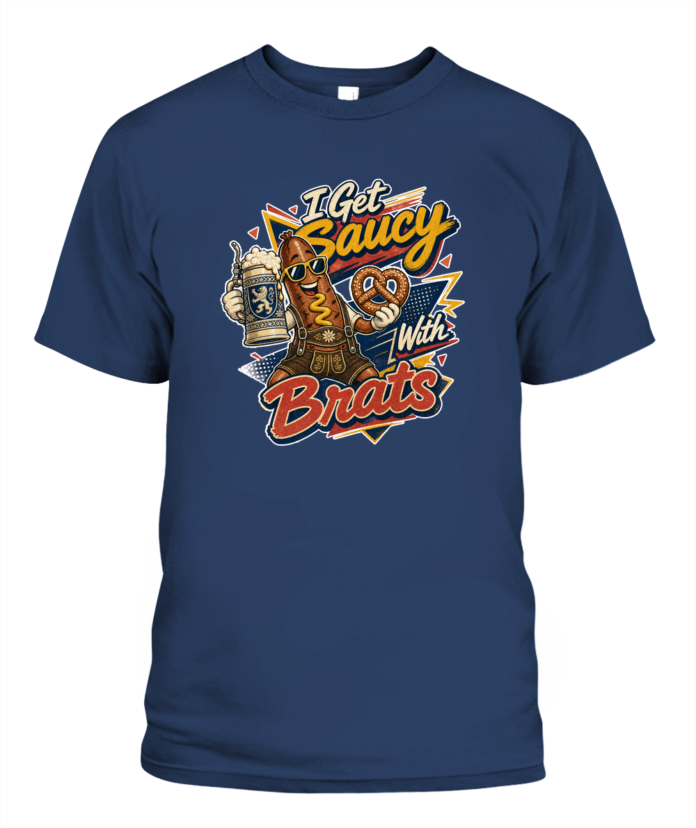 I Get Saucy With Brats Oktoberfest T-Shirt in Midnight