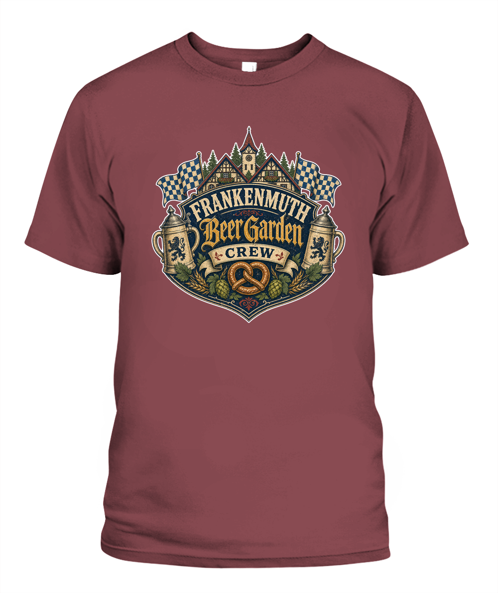 Frankenmuth Beer Garden Crew Oktoberfest T-Shirt in Chili