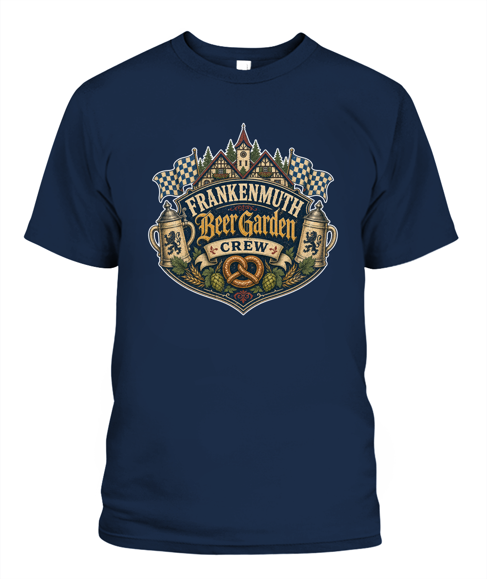 Frankenmuth Beer Garden Crew Oktoberfest T-Shirt in Navy