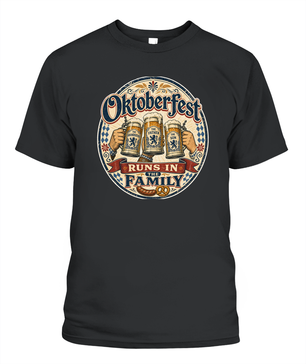 Oktoberfest Runs In The Family Oktoberfest T-Shirt in Black