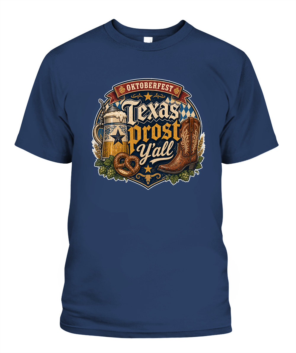 Texas Prost Y'all Oktoberfest T-Shirt in Midnight