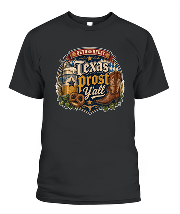Texas Prost Y'all Oktoberfest T-Shirt in Black