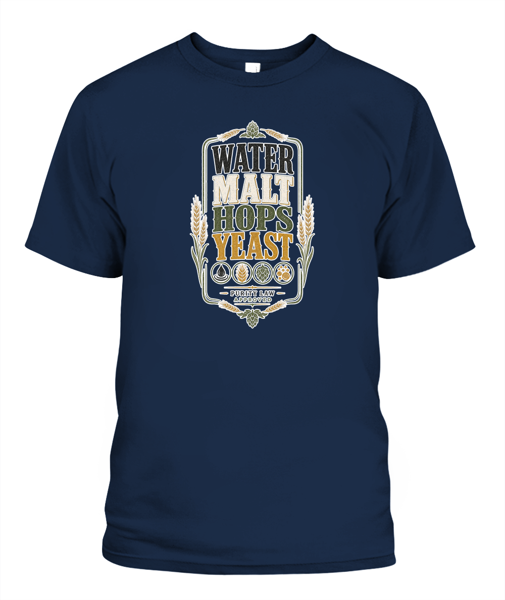 Water Malt Hops Yeast Oktoberfest T-Shirt in Navy