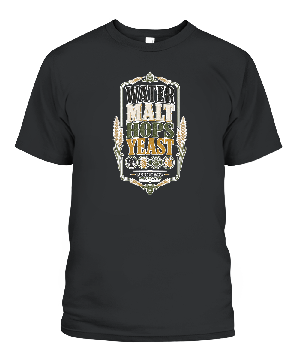 Water Malt Hops Yeast Oktoberfest T-Shirt in Black