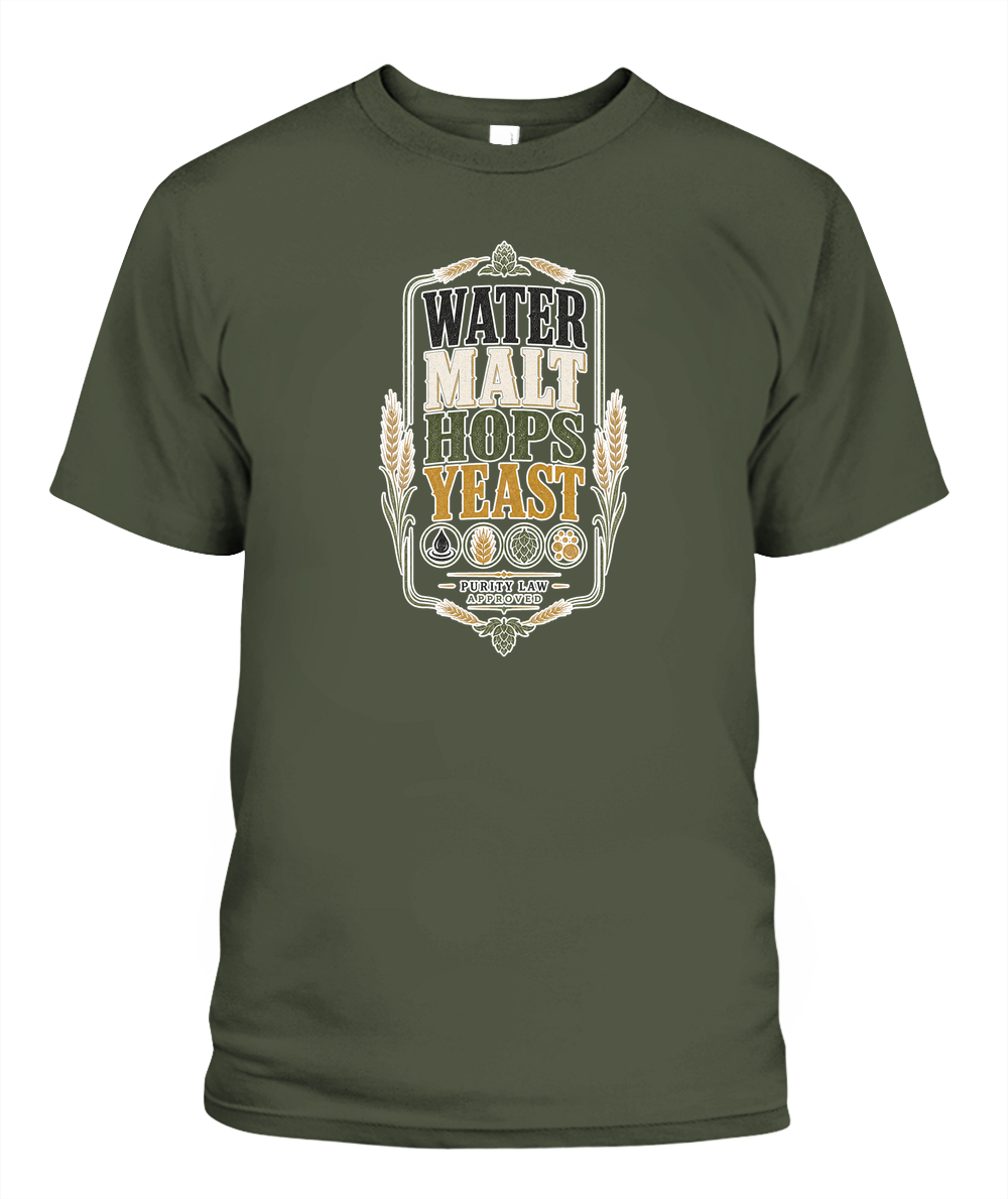 Water Malt Hops Yeast Oktoberfest T-Shirt in Hemp