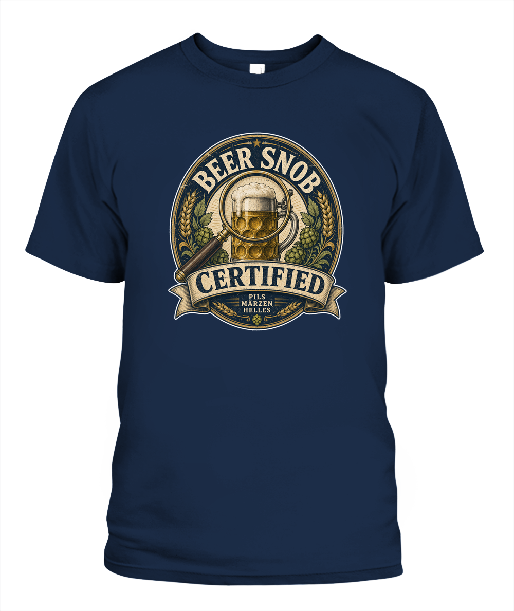Beer Snob Certified Oktoberfest T-Shirt in Navy