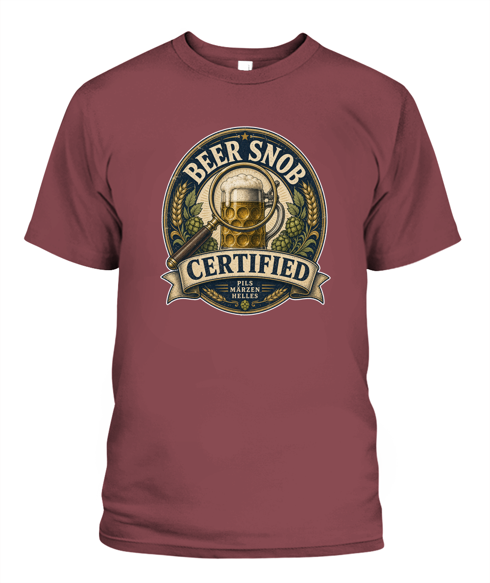 Beer Snob Certified Oktoberfest T-Shirt in Chili