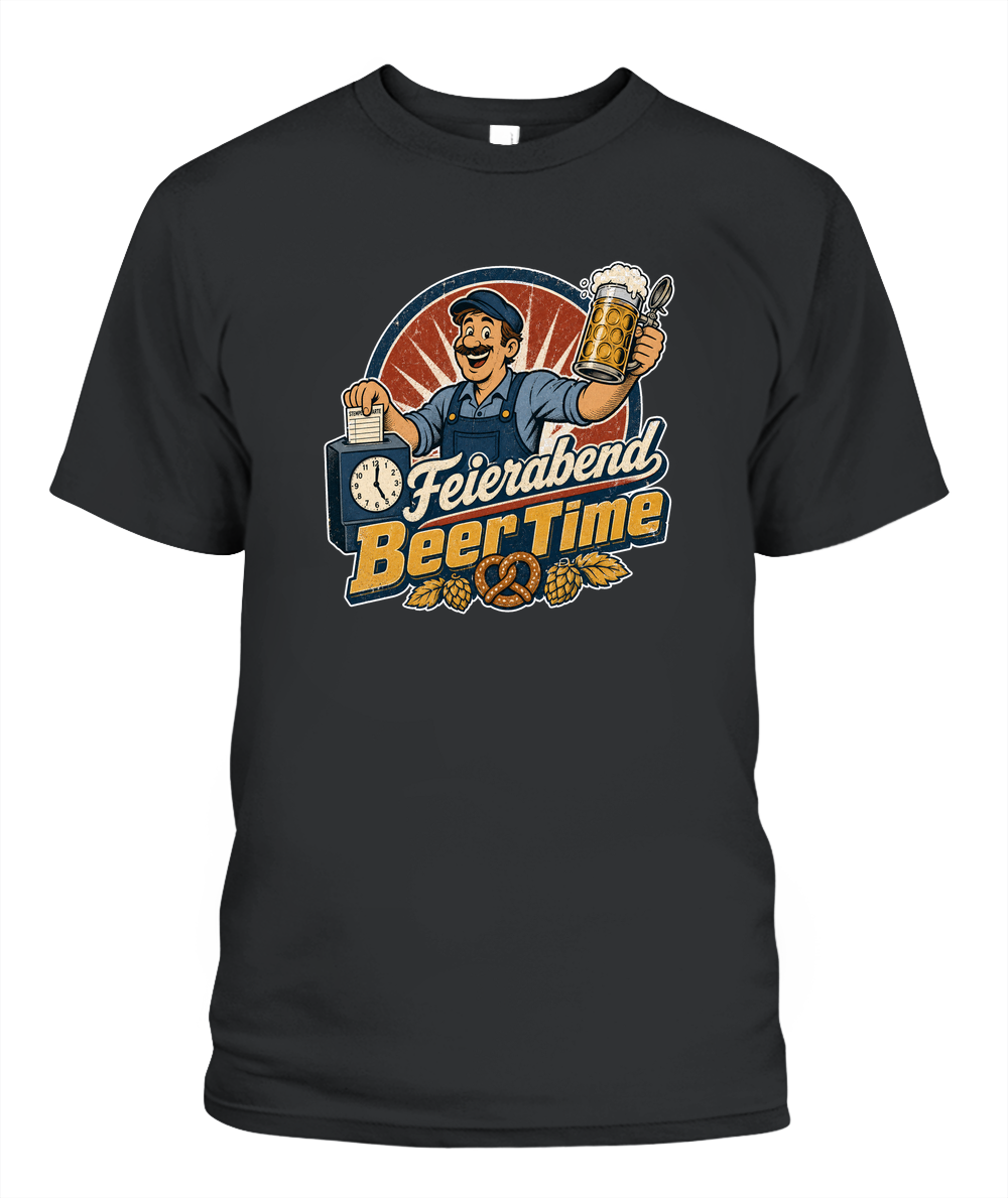 Feierabend Beer Time Oktoberfest T-Shirt in Black