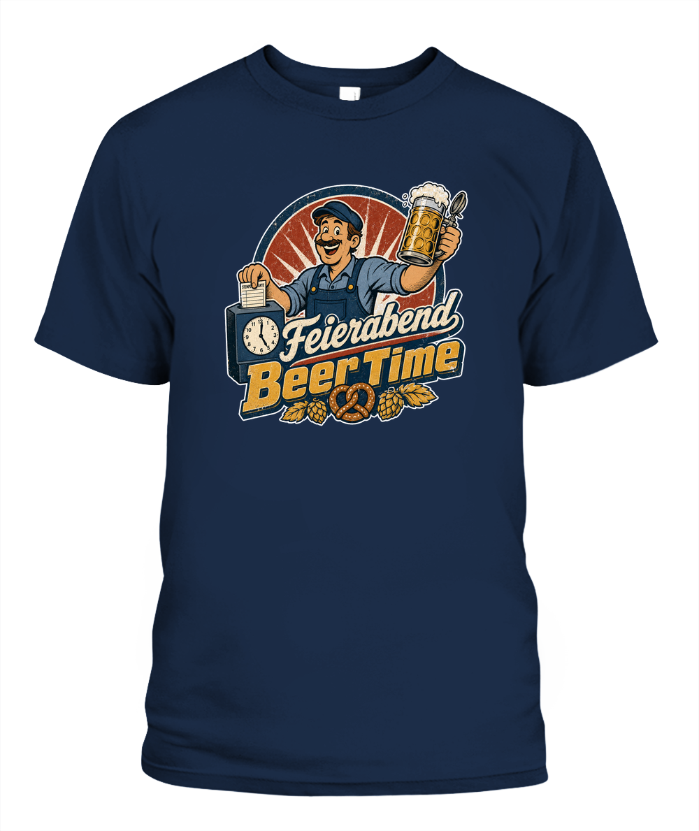 Feierabend Beer Time Oktoberfest T-Shirt in Navy