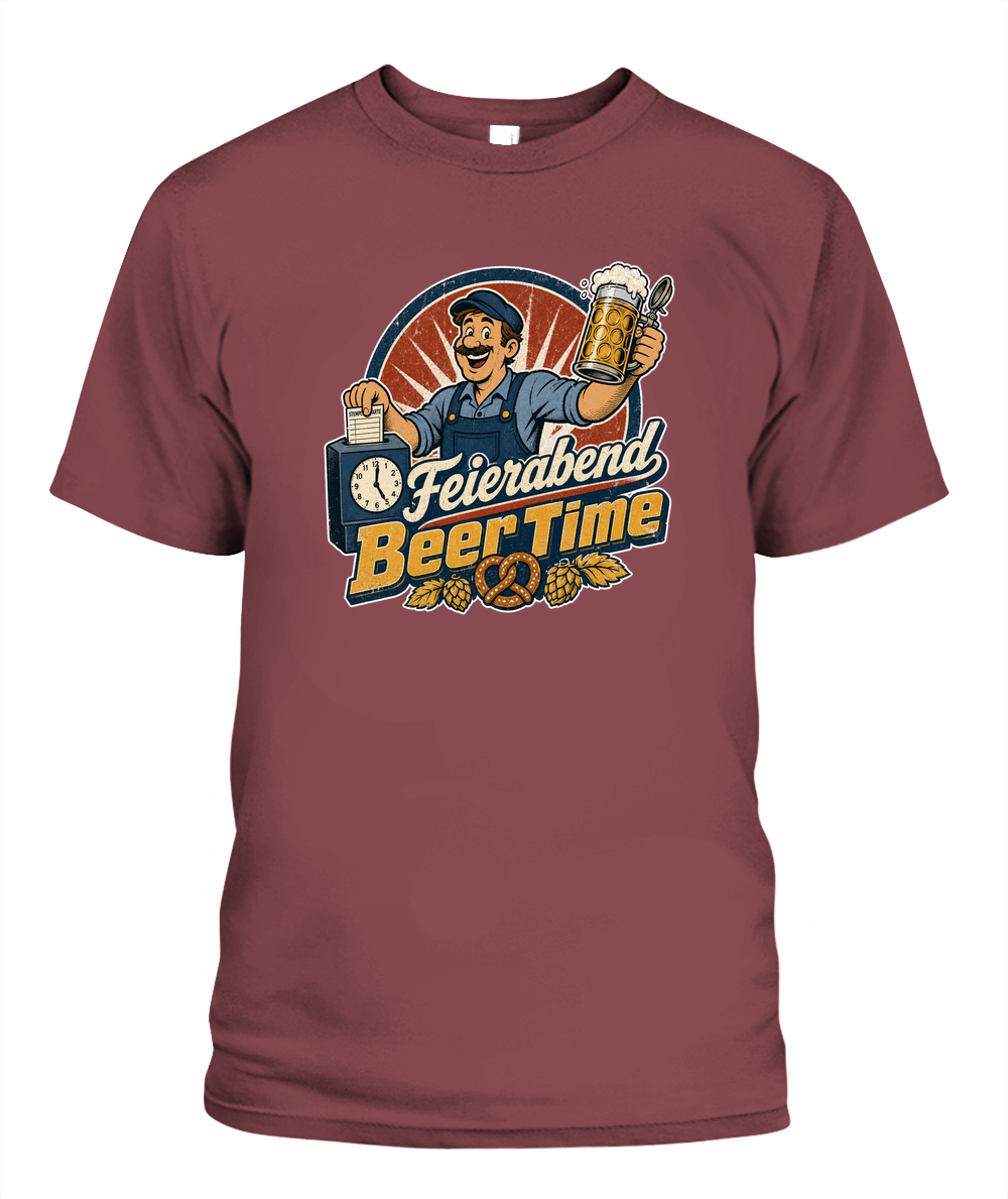Feierabend Beer Time Oktoberfest T-Shirt in Chili