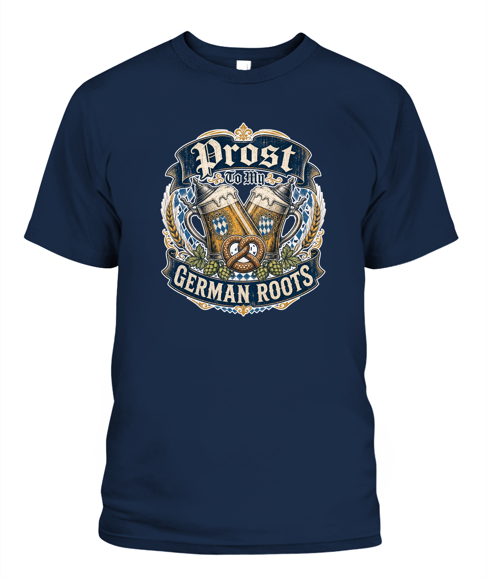 Prost To My German Roots Oktoberfest T-Shirt in Navy