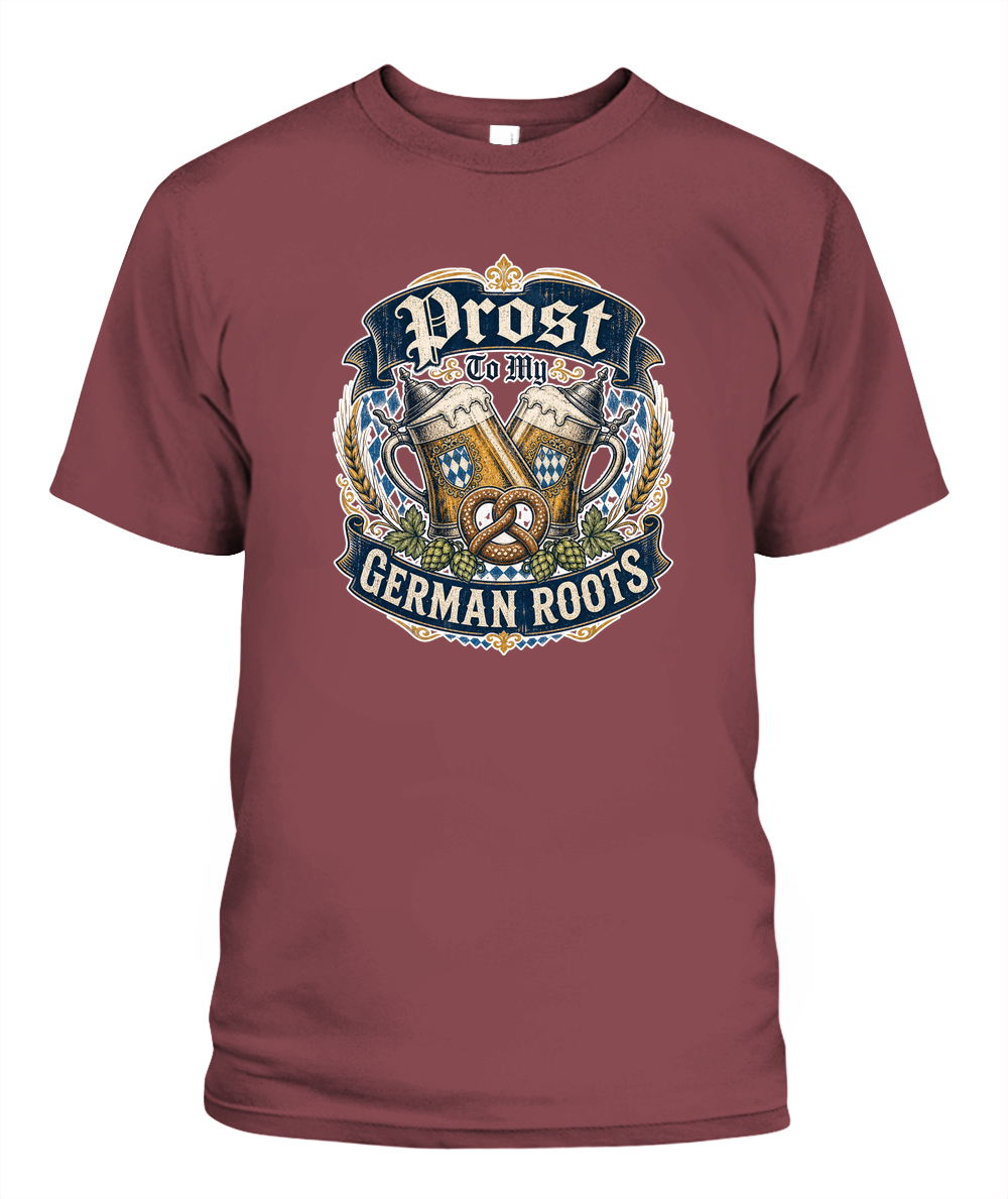 Prost To My German Roots Oktoberfest T-Shirt in Chili