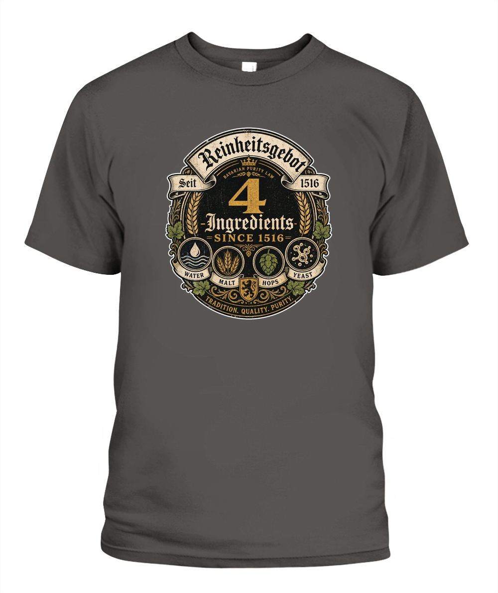 4 Ingredients Since 1516 Oktoberfest T-Shirt in Pepper