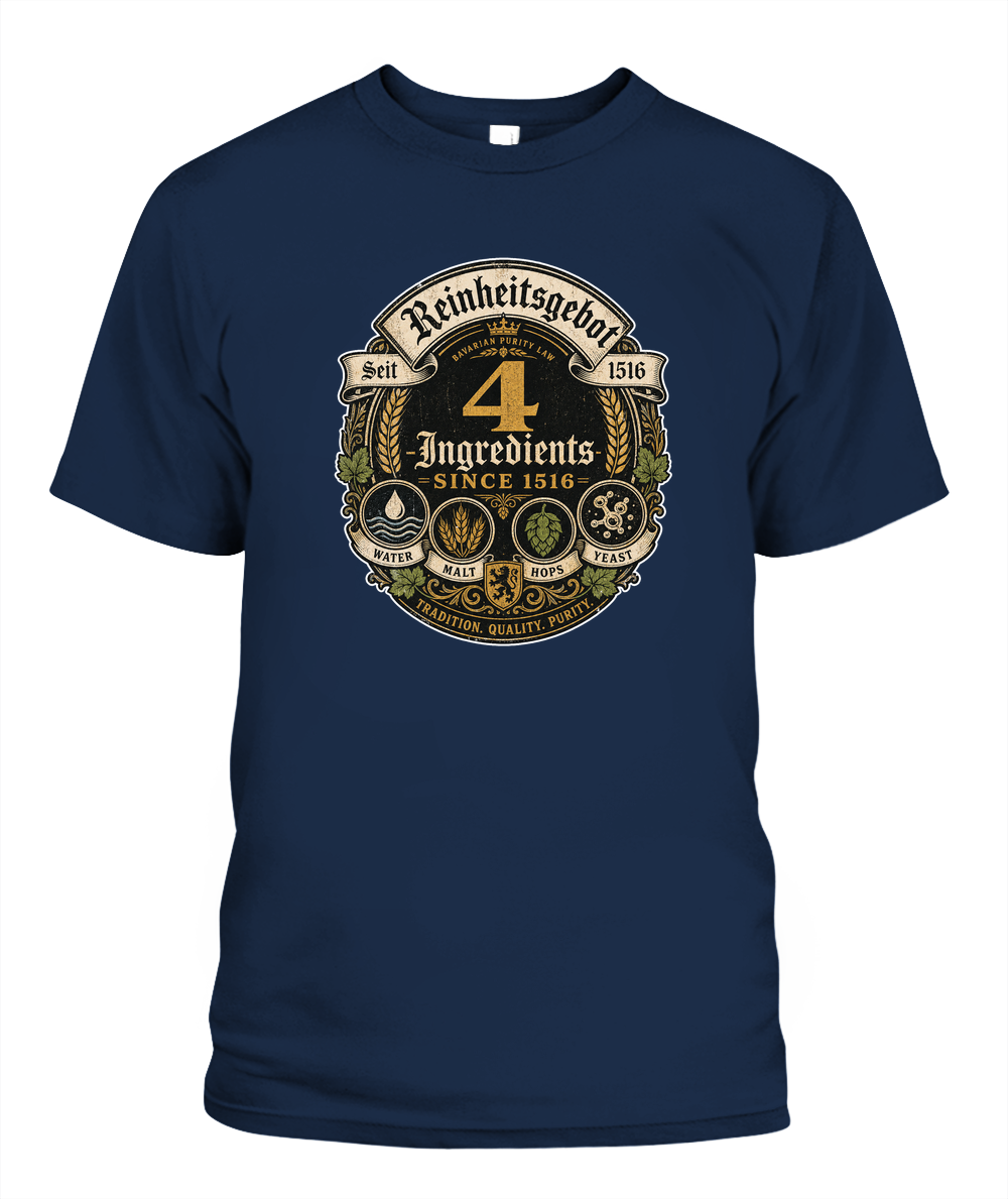 4 Ingredients Since 1516 Oktoberfest T-Shirt in Navy