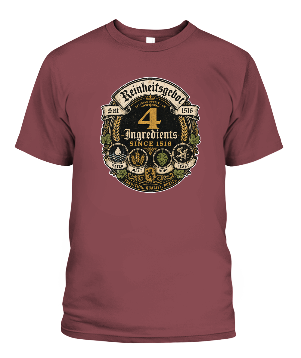 4 Ingredients Since 1516 Oktoberfest T-Shirt in Chili